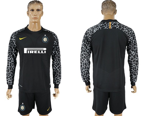 Inter Milan Blank Black Goalkeeper Long Sleeves Soccer Club Jersey